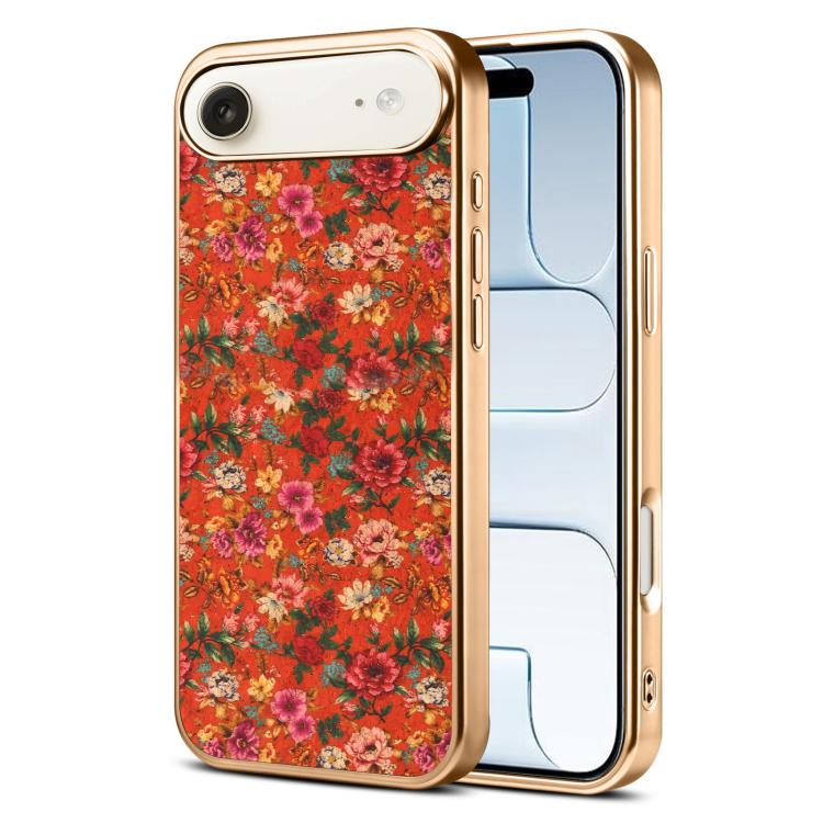 For iPhone Air Denior Peony Series Electroplated Magnetic Phone Case(Red)