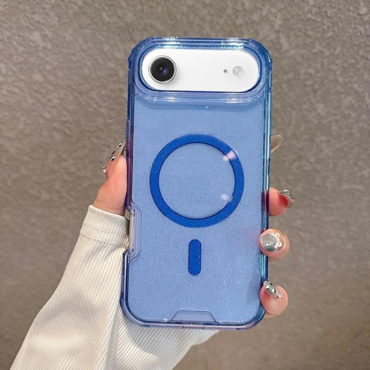For iPhone Air Detachable 3 in 1 Glitter Magnetic Phone Case(Blue)