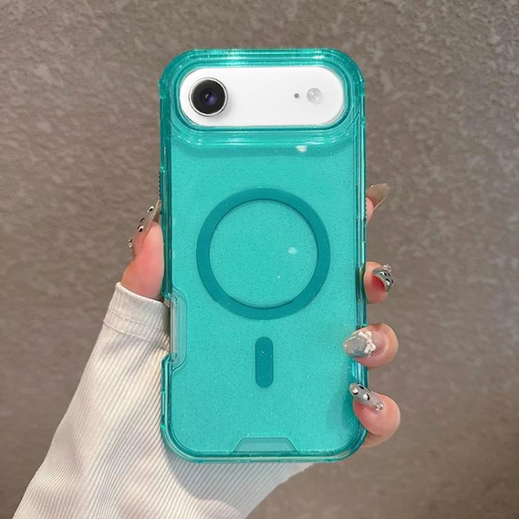 For iPhone Air Detachable 3 in 1 Glitter Magnetic Phone Case(Mint Green)