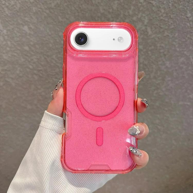 For iPhone Air Detachable 3 in 1 Glitter Magnetic Phone Case(Pink)