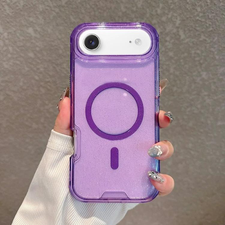 For iPhone Air Detachable 3 in 1 Glitter Magnetic Phone Case(Purple)