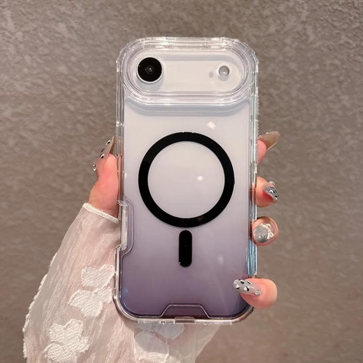 For iPhone Air Detachable Gradient Transparent Magnetic Phone Case(Black)