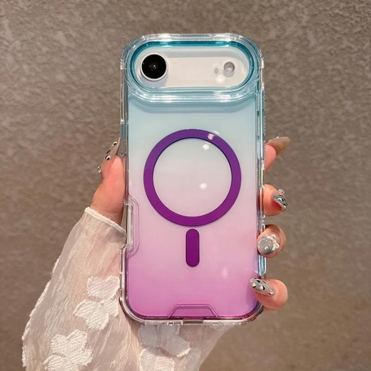 For iPhone Air Detachable Gradient Transparent Magnetic Phone Case(Blue Purple)