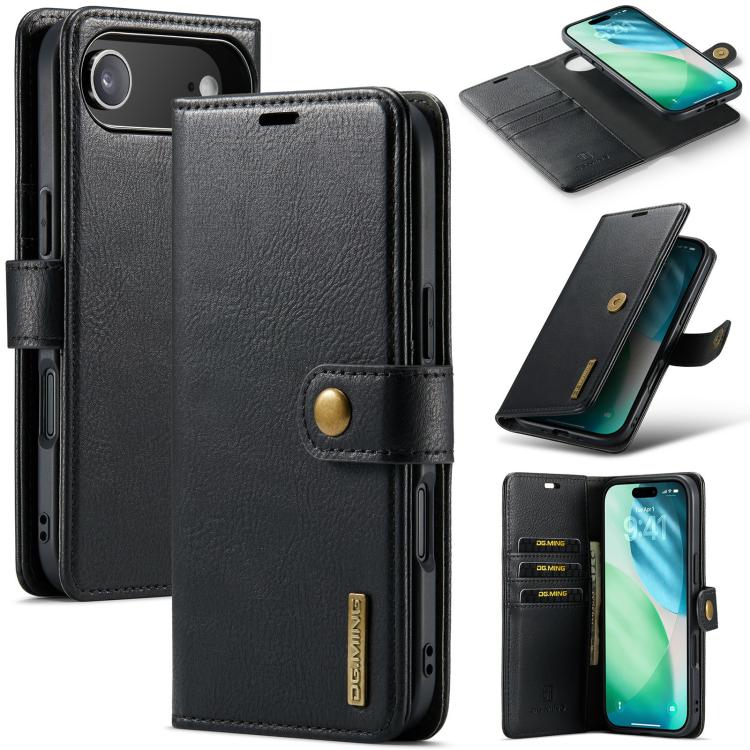 For iPhone Air DG.MING Crazy Horse Texture Detachable Magnetic Leather Phone Case(Black)