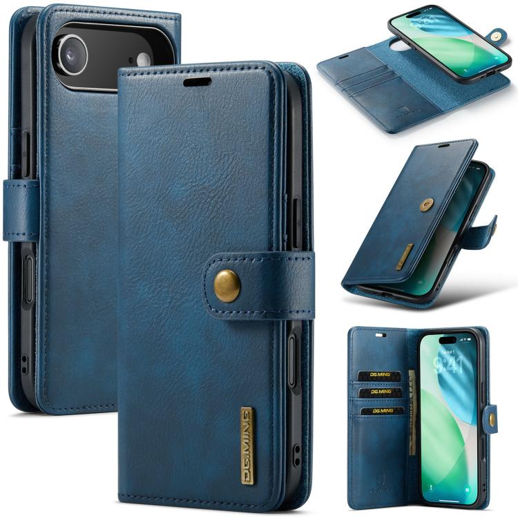 For iPhone Air DG.MING Crazy Horse Texture Detachable Magnetic Leather Phone Case(Blue)