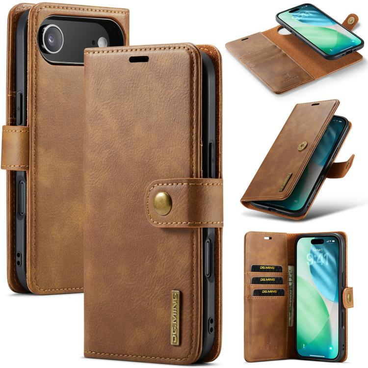 For iPhone Air DG.MING Crazy Horse Texture Detachable Magnetic Leather Phone Case(Brown)