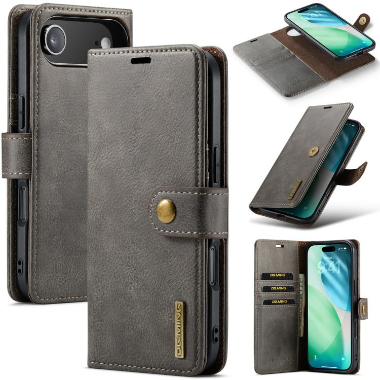 For iPhone Air DG.MING Crazy Horse Texture Detachable Magnetic Leather Phone Case(Grey)
