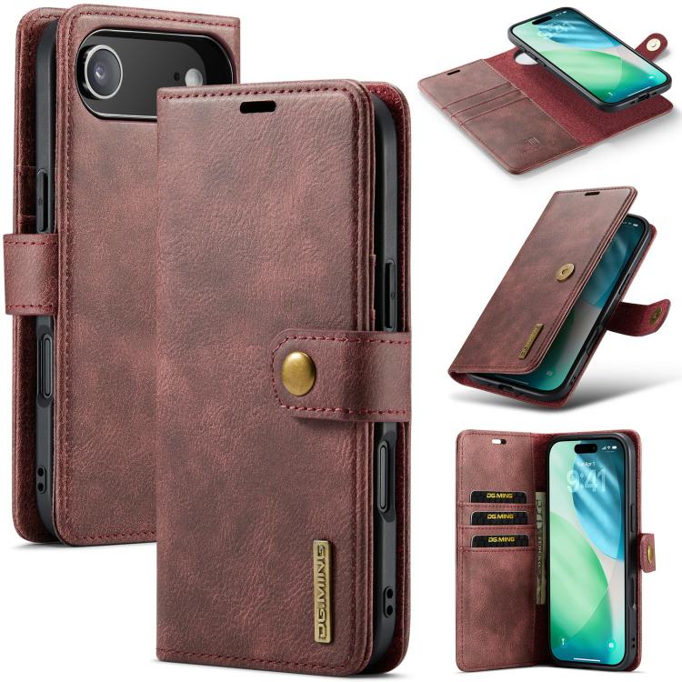 For iPhone Air DG.MING Crazy Horse Texture Detachable Magnetic Leather Phone Case(Red)