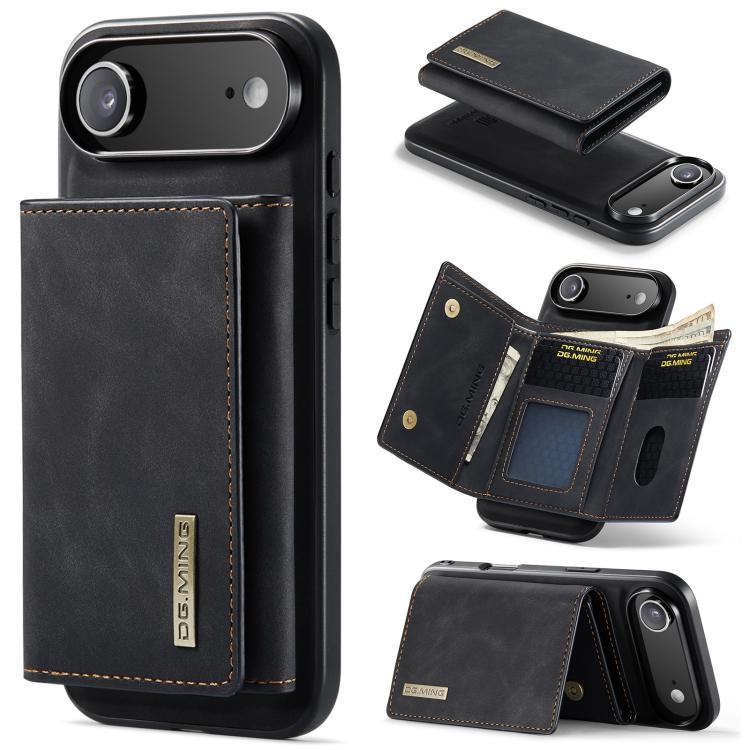 For iPhone Air DG.MING M1 Series 3-Fold Multi Card Wallet Leather Phone Case(Black)