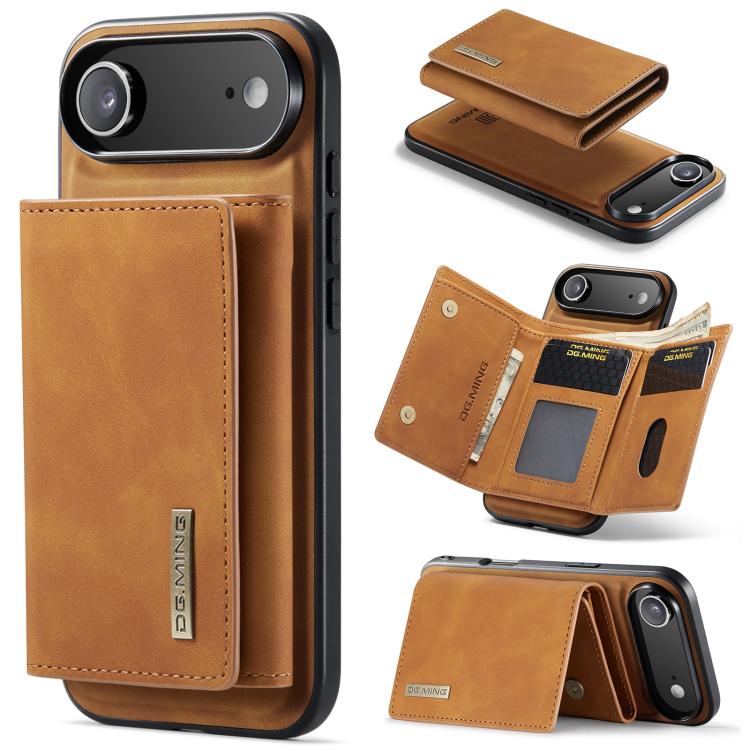 For iPhone Air DG.MING M1 Series 3-Fold Multi Card Wallet Leather Phone Case(Brown)