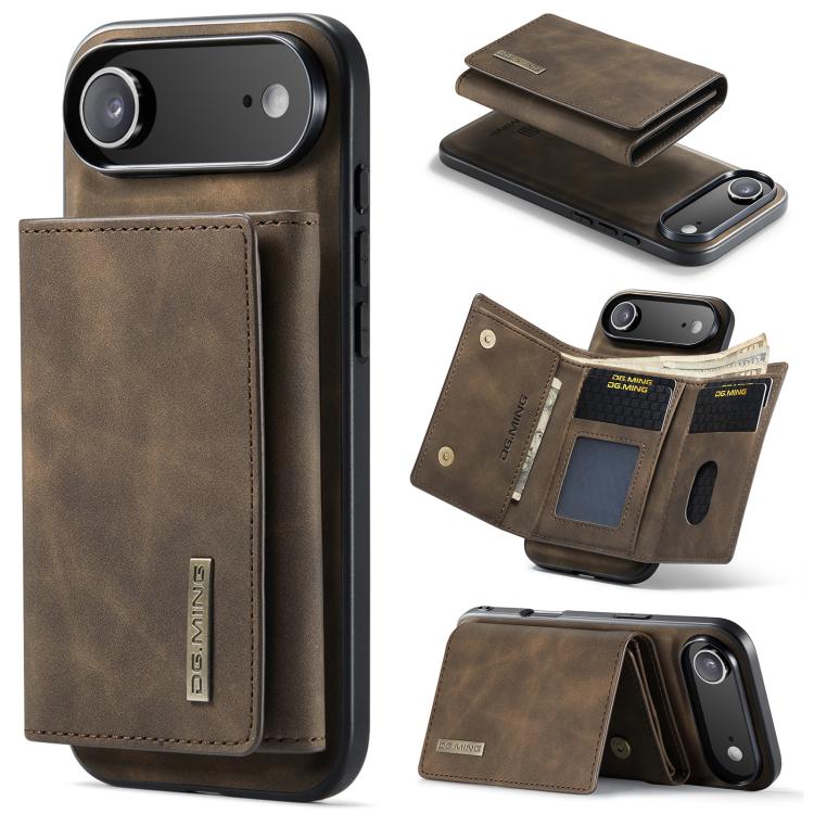 For iPhone Air DG.MING M1 Series 3-Fold Multi Card Wallet Leather Phone Case(Coffee)