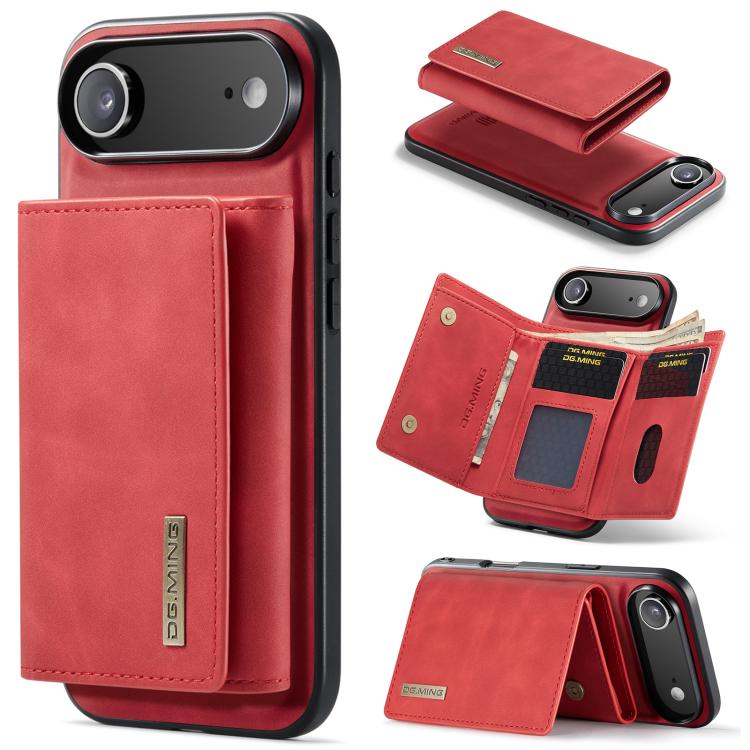 For iPhone Air DG.MING M1 Series 3-Fold Multi Card Wallet Leather Phone Case(Red)