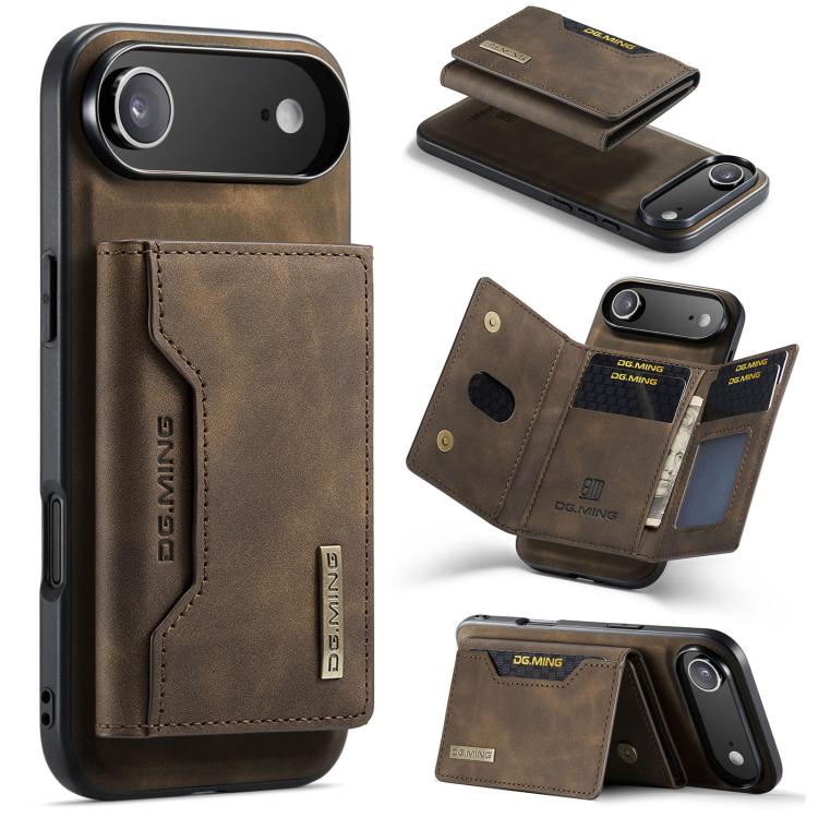 For iPhone Air DG.MING M2 Series 3-Fold Card Bag Wallet Leather Phone Case(Coffee)