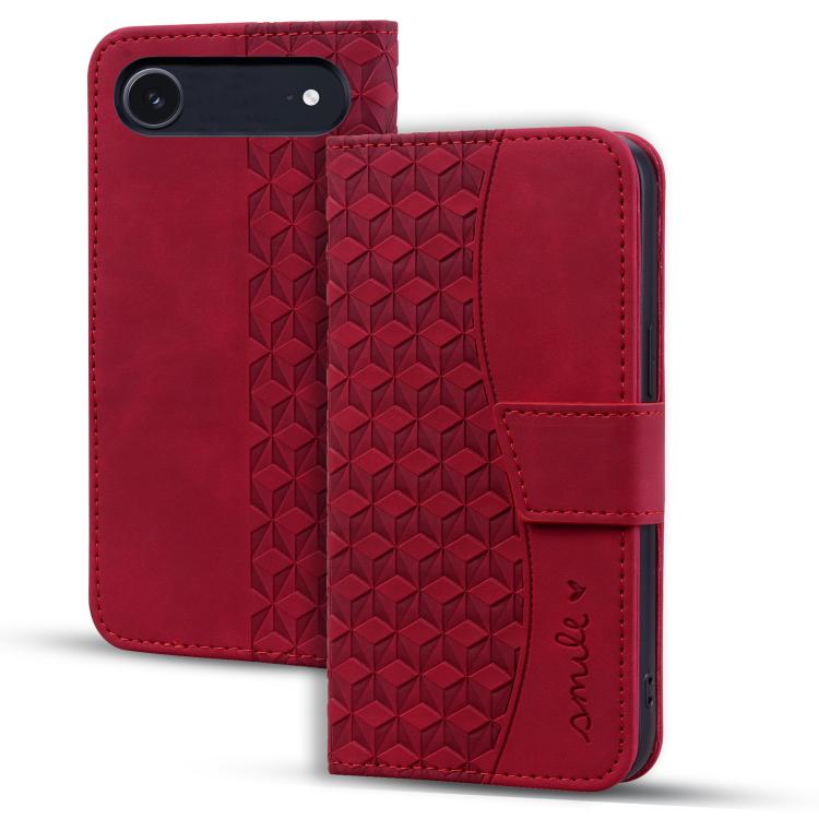 For iPhone Air Diamond Buckle Leather Phone Case with Lanyard(Wine Red)