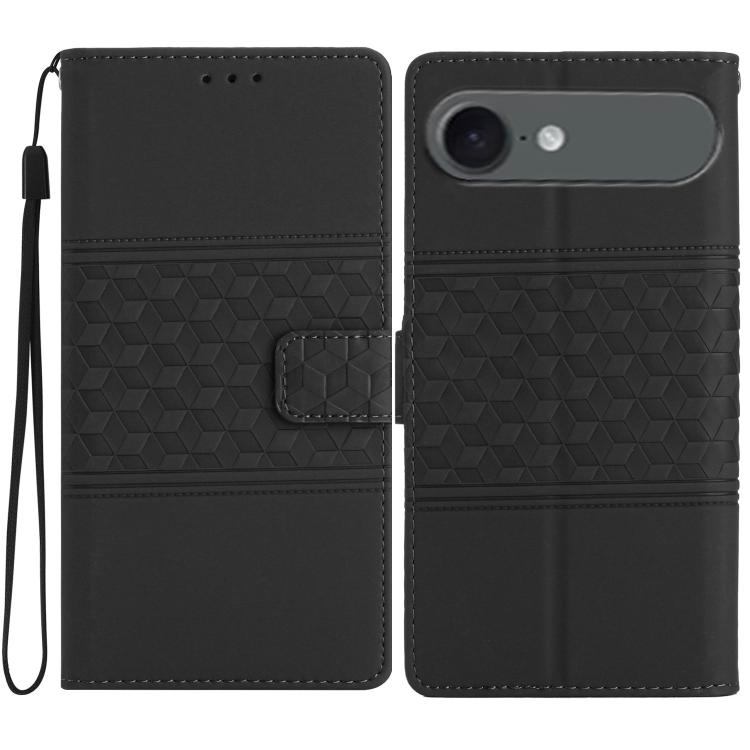 For iPhone Air Diamond Embossed Skin Feel Leather Phone Case(Black)