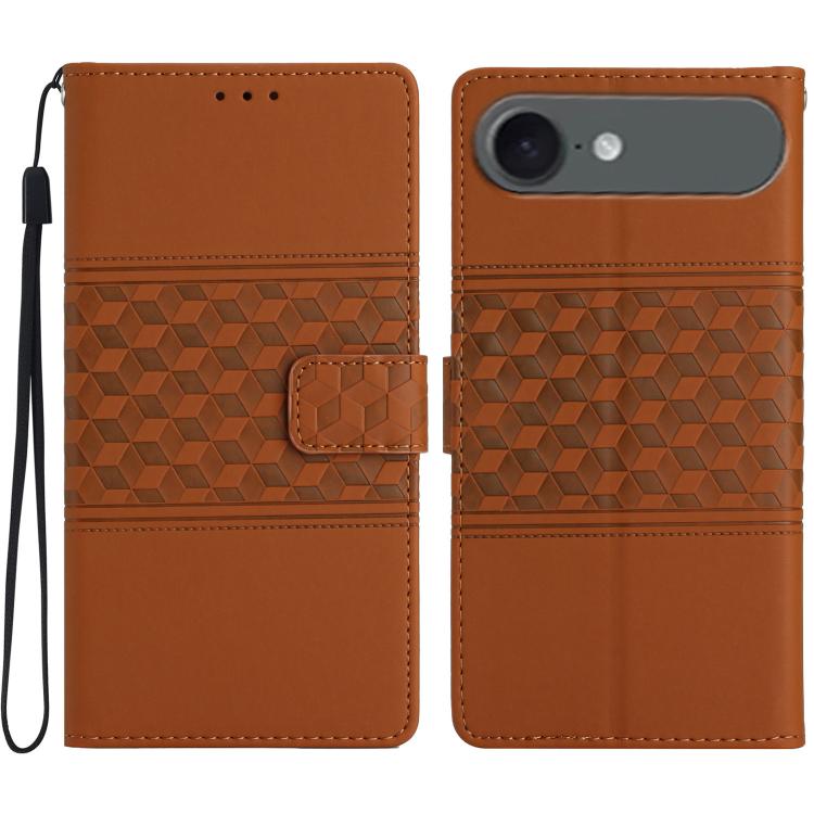 For iPhone Air Diamond Embossed Skin Feel Leather Phone Case(Brown)