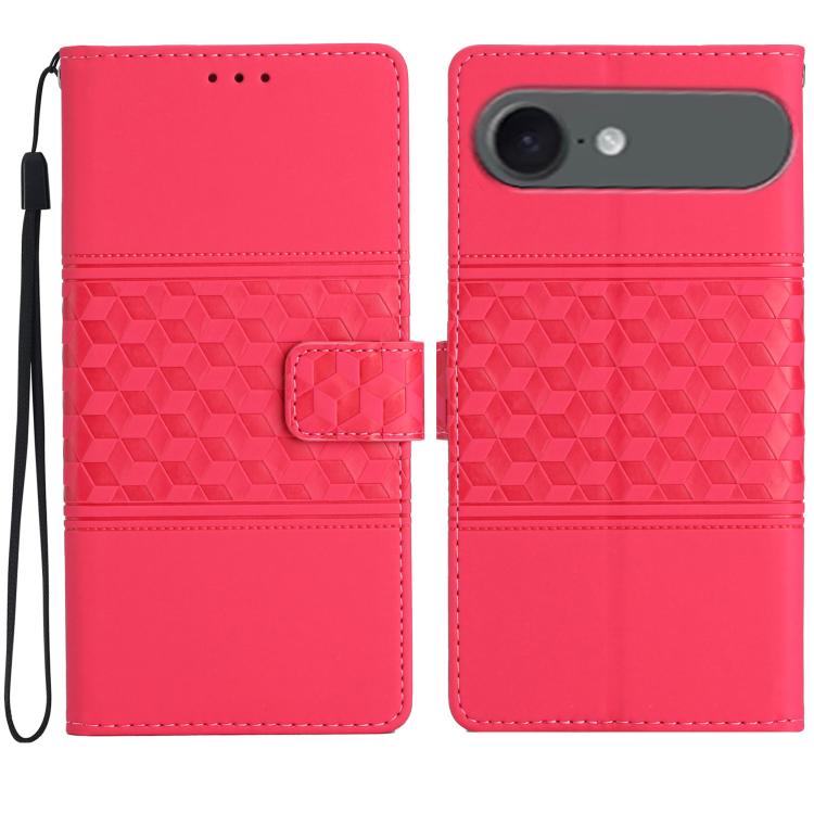 For iPhone Air Diamond Embossed Skin Feel Leather Phone Case(Red)