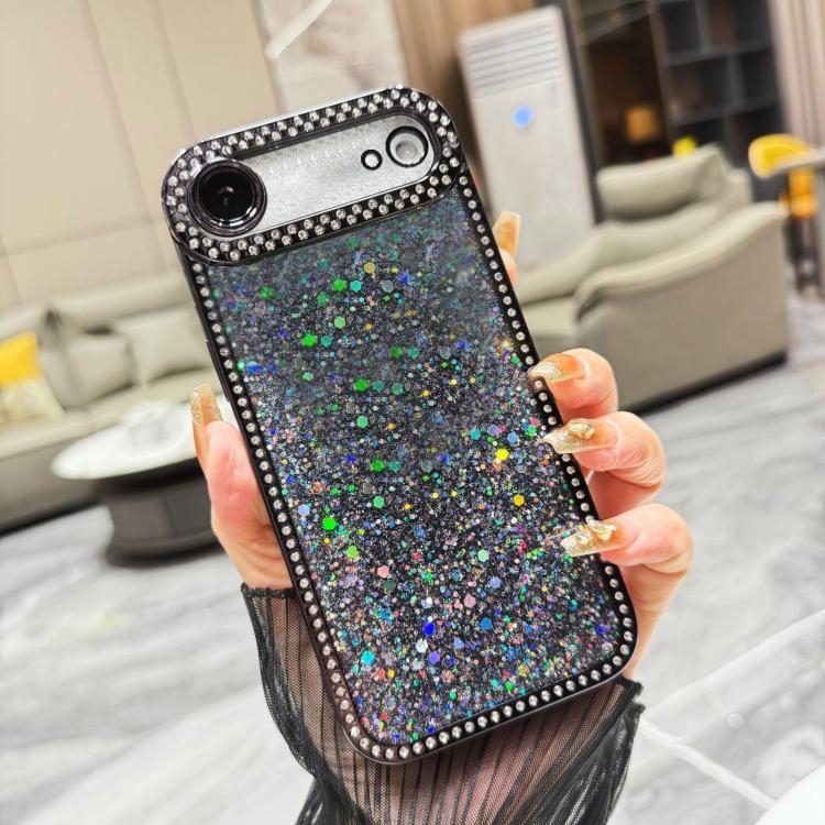 For iPhone Air Diamond Glitter Sequins TPU Phone Case(Black)