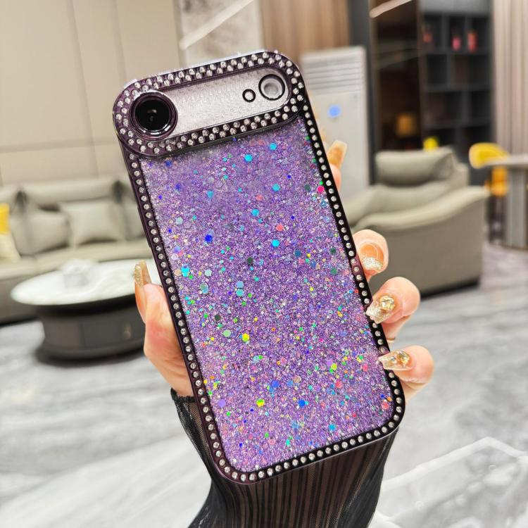 For iPhone Air Diamond Glitter Sequins TPU Phone Case(Purple)