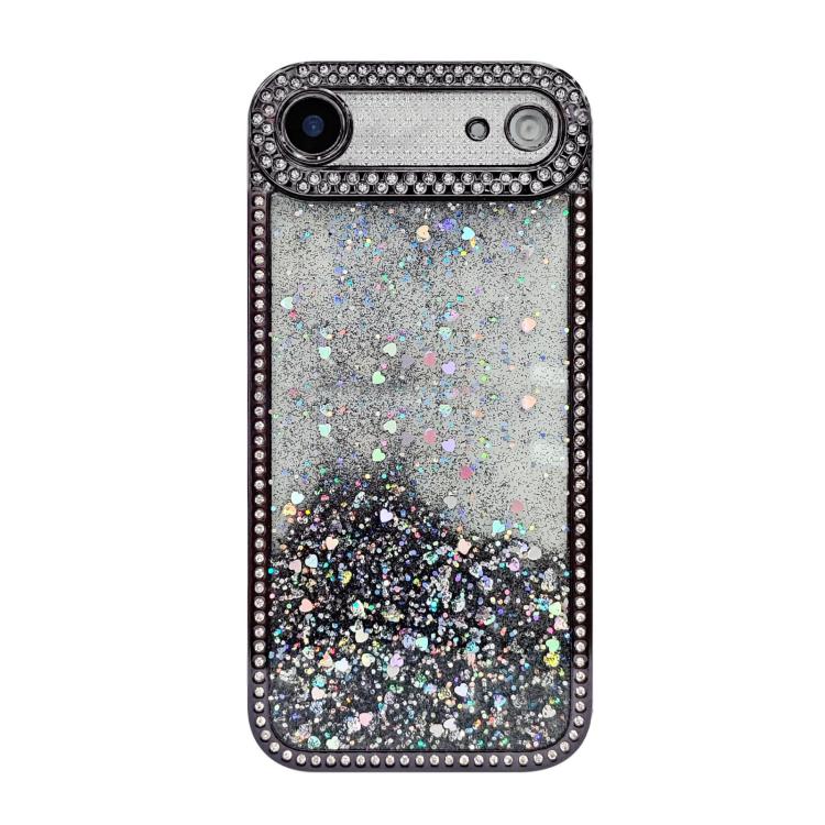 For iPhone Air Diamond Gradient Glitter Sequins Plated Phone Case(Black)