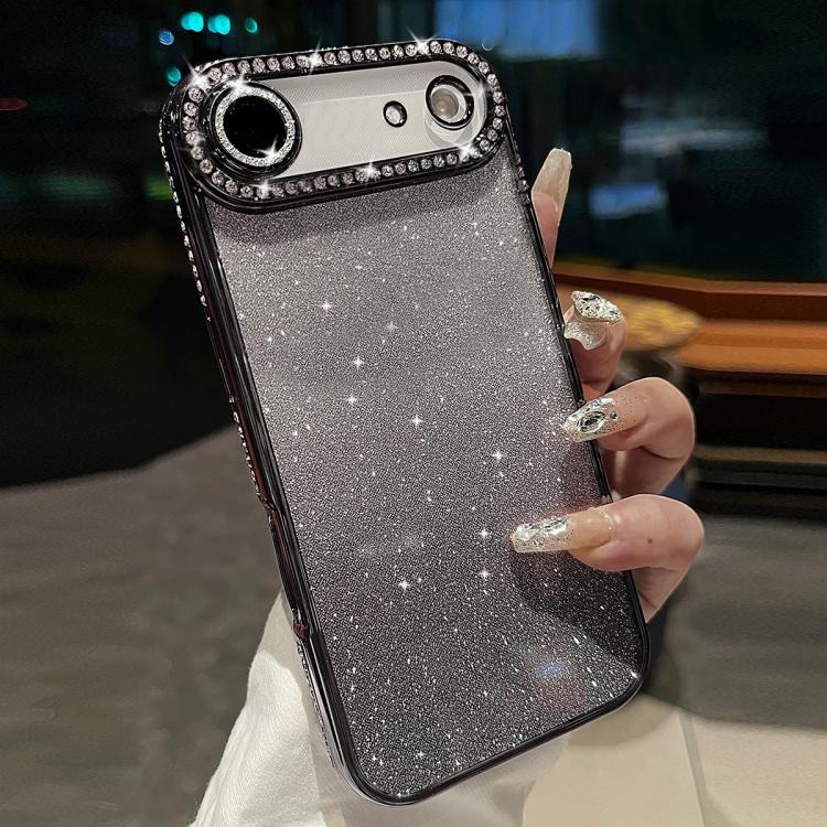 For iPhone Air Diamond Gradient Glitter TPU Phone Case(Gradient Black)