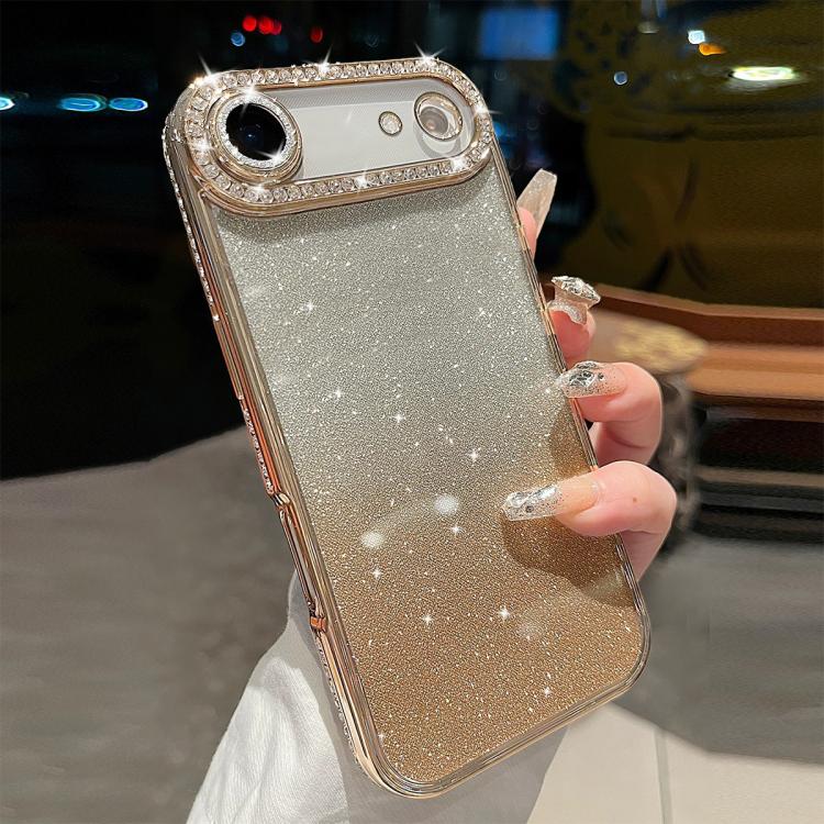 For iPhone Air Diamond Gradient Glitter TPU Phone Case(Gradient Gold)