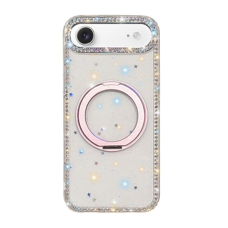 For iPhone Air Diamond IMD 360 Rotation Magnetic Metal Holder Phone Case(Glitter Stars)