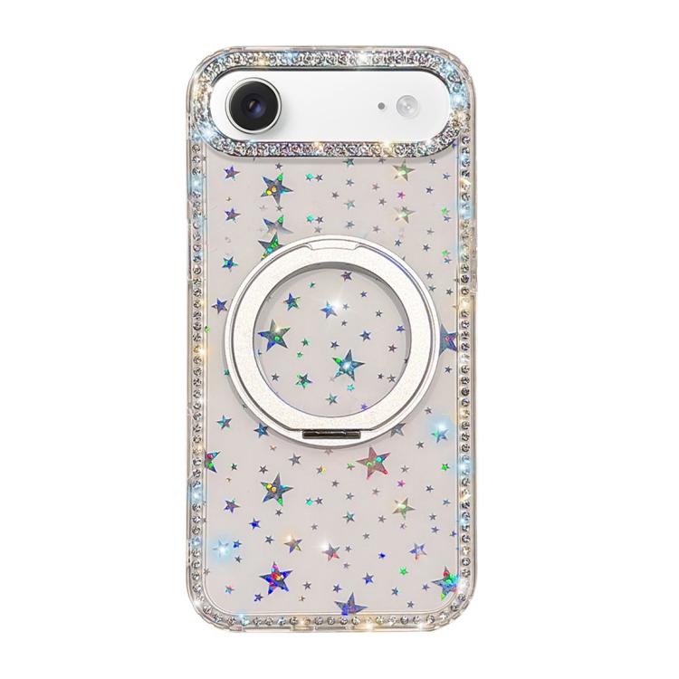 For iPhone Air Diamond IMD 360 Rotation Magnetic Metal Holder Phone Case(Stars Transparent)
