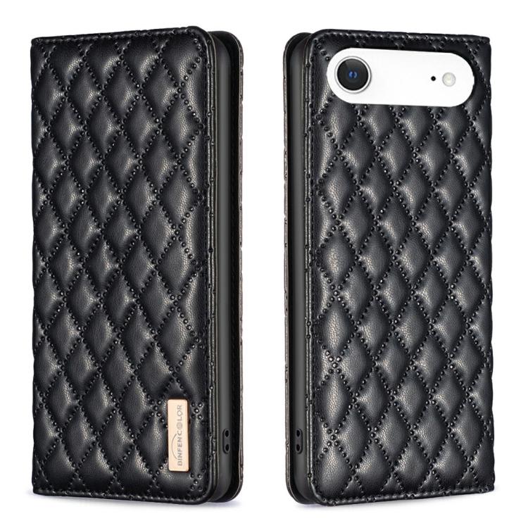 For iPhone Air Diamond Lattice Magnetic Leather Flip Phone Case(Black)