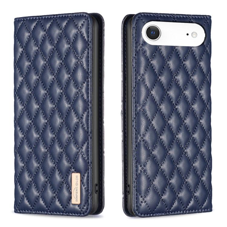 For iPhone Air Diamond Lattice Magnetic Leather Flip Phone Case(Blue)