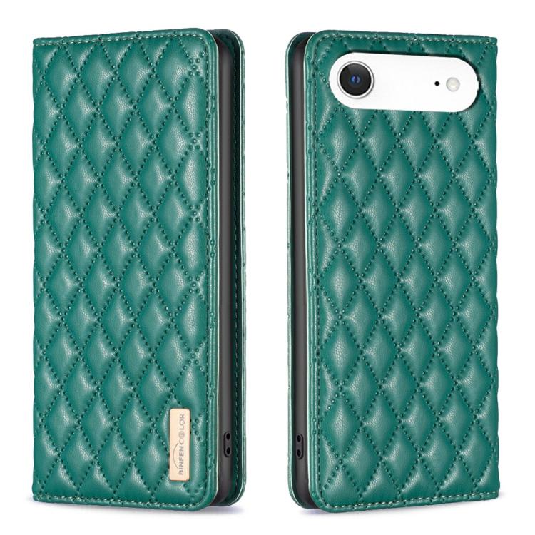 For iPhone Air Diamond Lattice Magnetic Leather Flip Phone Case(Green)
