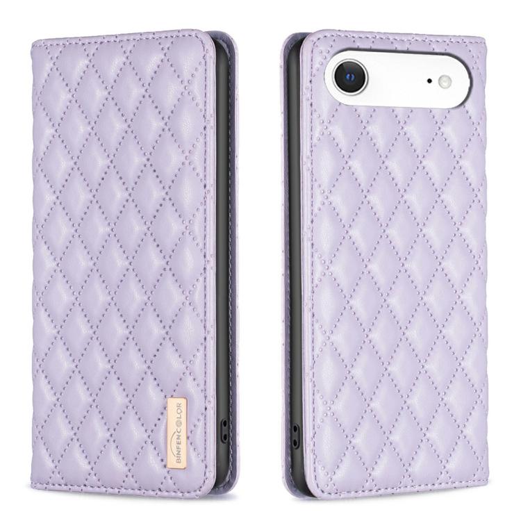 For iPhone Air Diamond Lattice Magnetic Leather Flip Phone Case(Purple)
