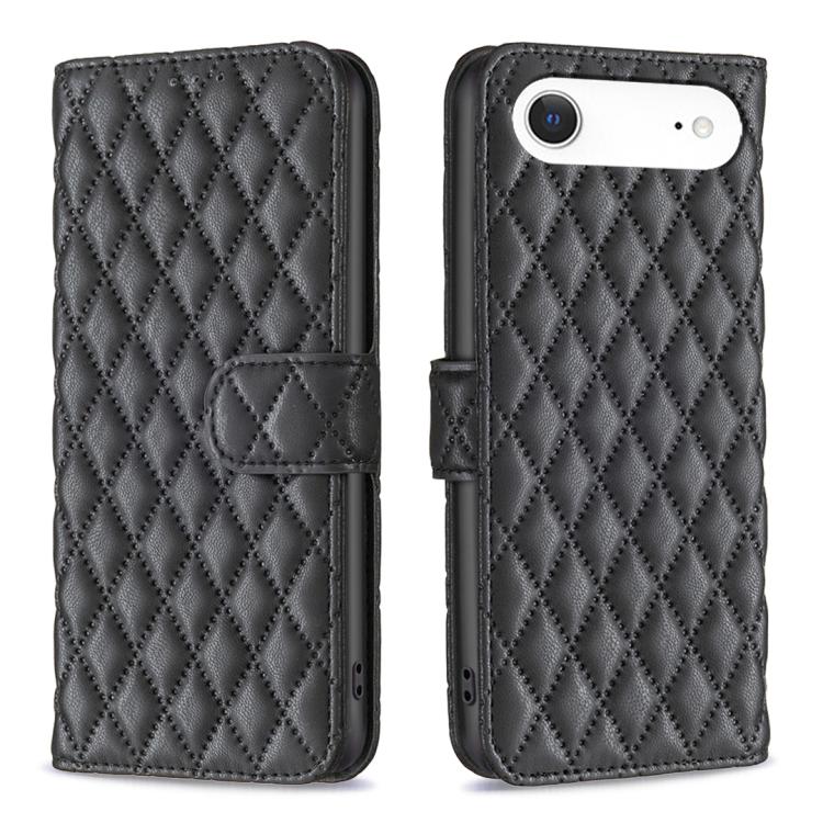 For iPhone Air Diamond Lattice Wallet Flip Leather Phone Case(Black)