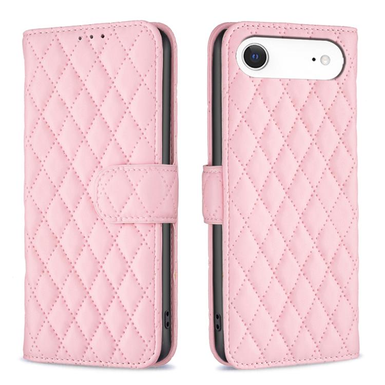 For iPhone Air Diamond Lattice Wallet Flip Leather Phone Case(Pink)