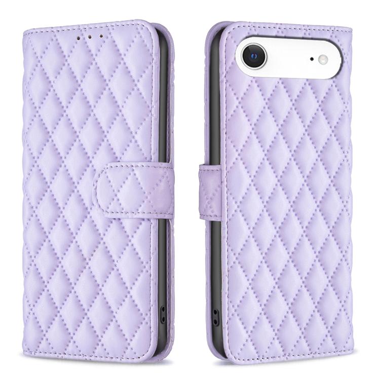 For iPhone Air Diamond Lattice Wallet Flip Leather Phone Case(Purple)
