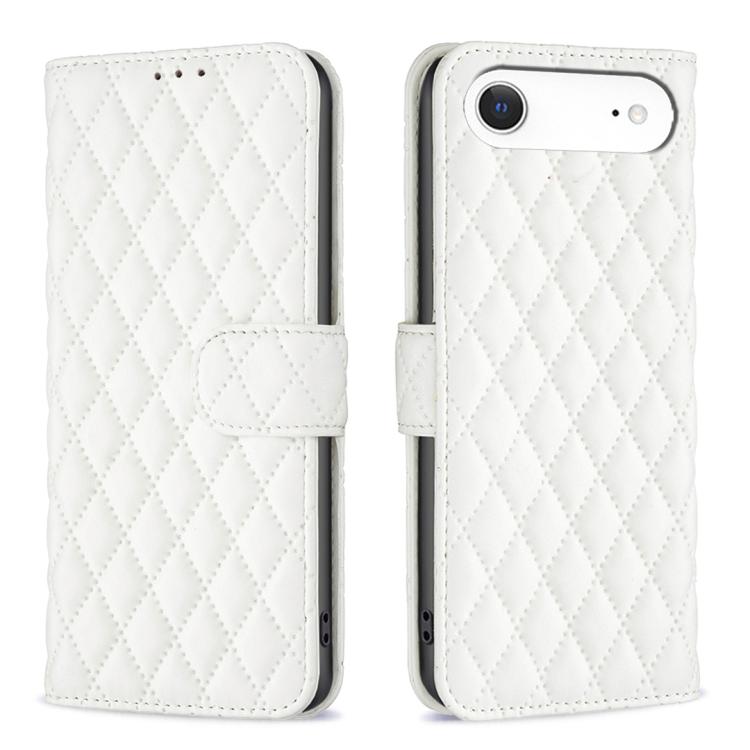 For iPhone Air Diamond Lattice Wallet Flip Leather Phone Case(White)
