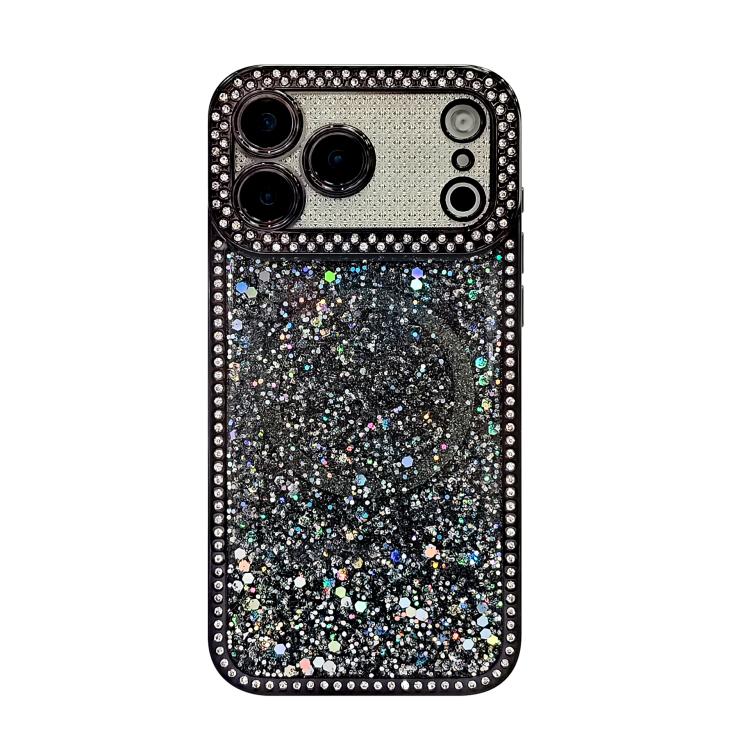 For iPhone Air Diamond Sequins Glitter MagSafe Electroplating Phone Case(Black)