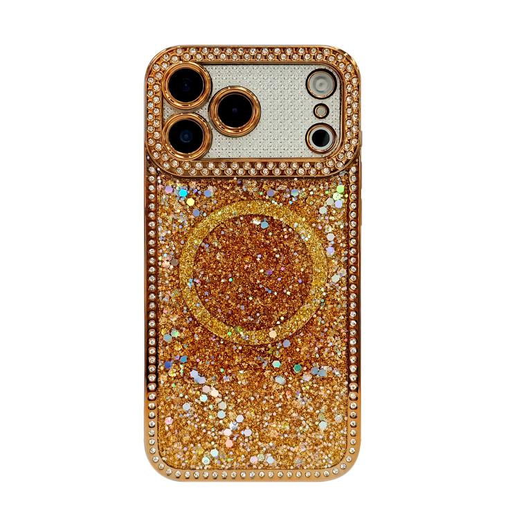For iPhone Air Diamond Sequins Glitter MagSafe Electroplating Phone Case(Gold)