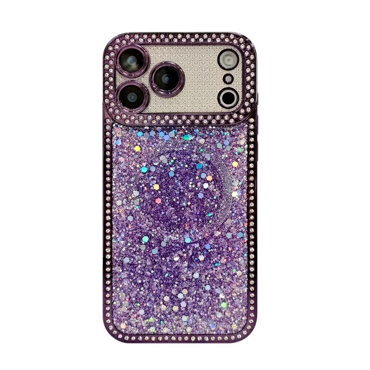 For iPhone Air Diamond Sequins Glitter MagSafe Electroplating Phone Case(Purple)