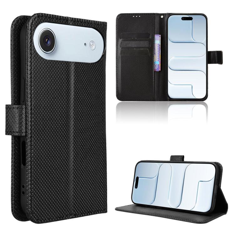 For iPhone Air Diamond Texture Leather Phone Case(Black)