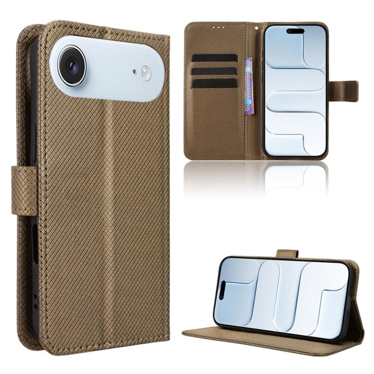 For iPhone Air Diamond Texture Leather Phone Case(Brown)