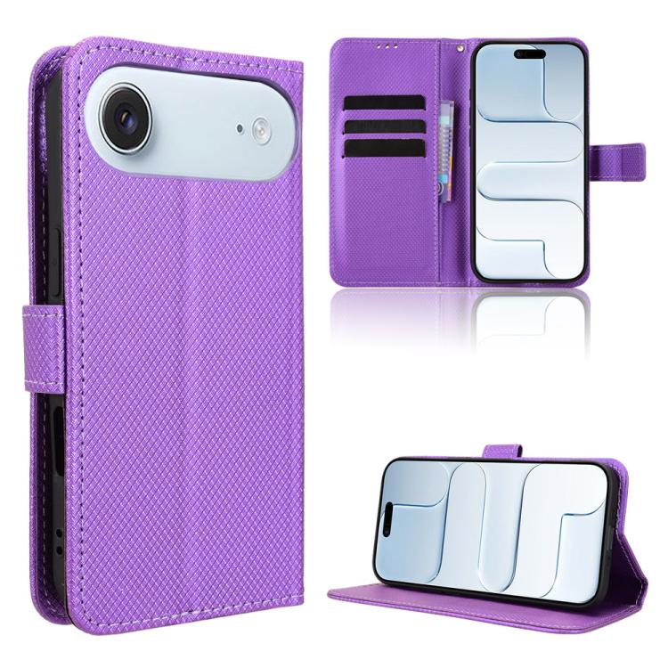 For iPhone Air Diamond Texture Leather Phone Case(Purple)