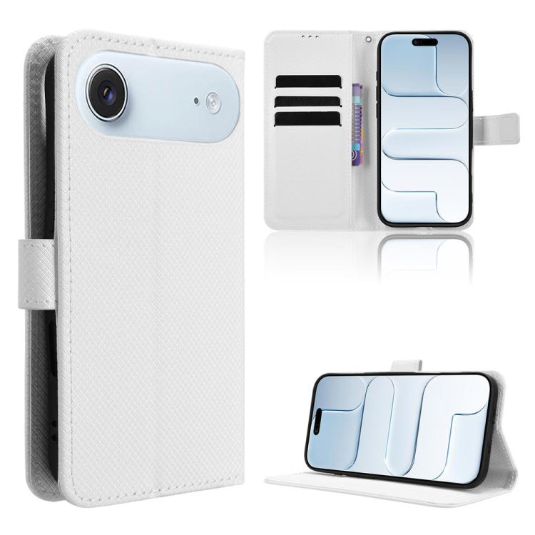 For iPhone Air Diamond Texture Leather Phone Case(White)