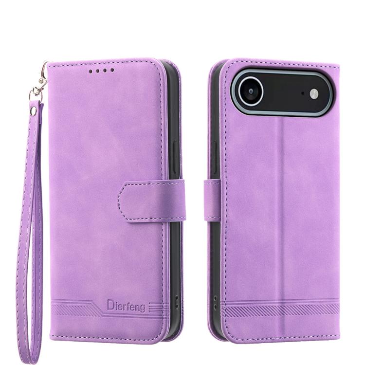 For iPhone Air Dierfeng Dream Line TPU Hybrid PU Leather Phone Case(Purple)