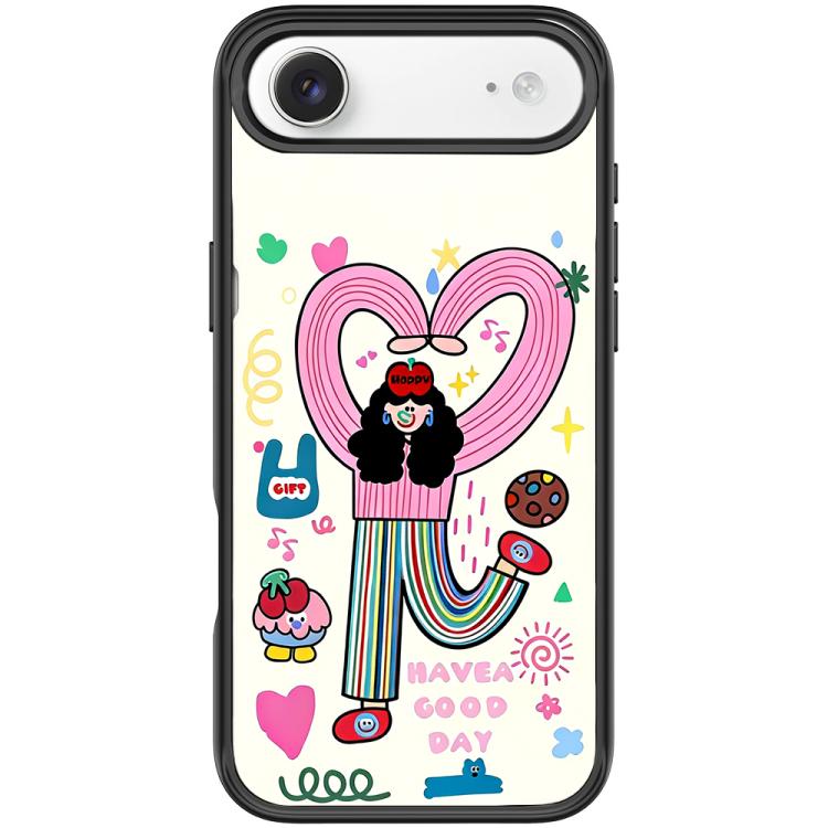 For iPhone Air Dopamine Girl Pattern Magnetic Phone Case(Black)