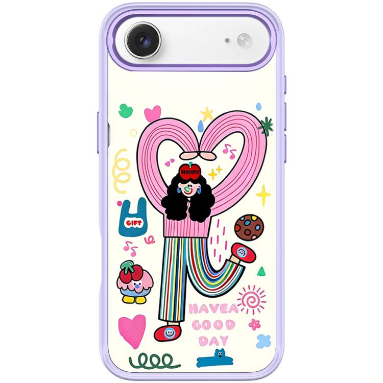 For iPhone Air Dopamine Girl Pattern Magnetic Phone Case(Light Purple)