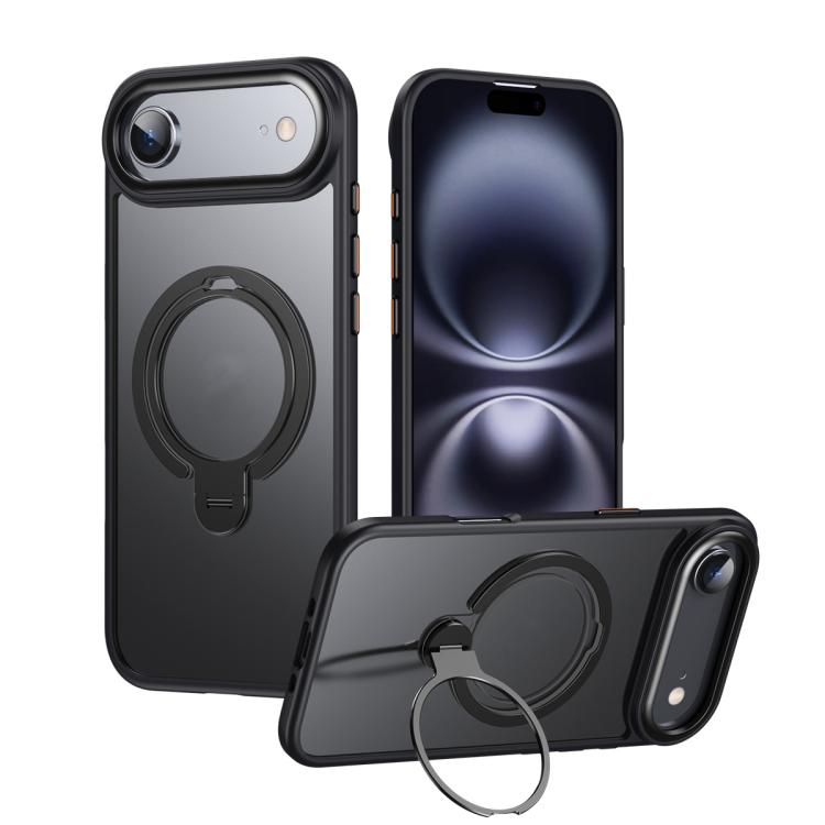 For iPhone Air Double Ring MagSafe Magnetic Holder Phone Case(Matte Black)