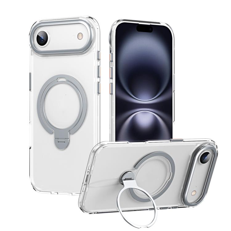 For iPhone Air Double Ring MagSafe Magnetic Holder Phone Case(Transparent)