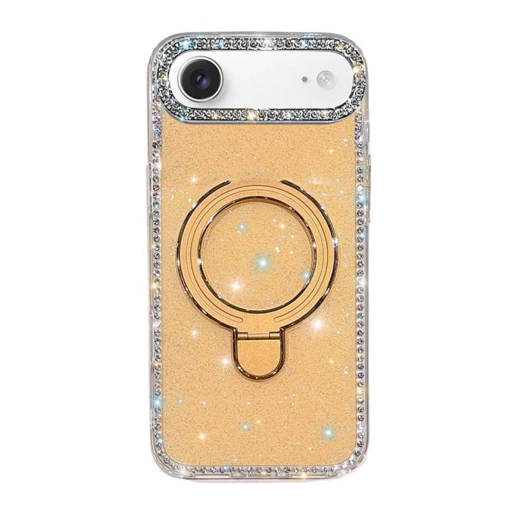 For iPhone Air Double-Sided IMD Rhinestone Magnetic Holder Shockproof Phone Case(Glitter Light Yellow)