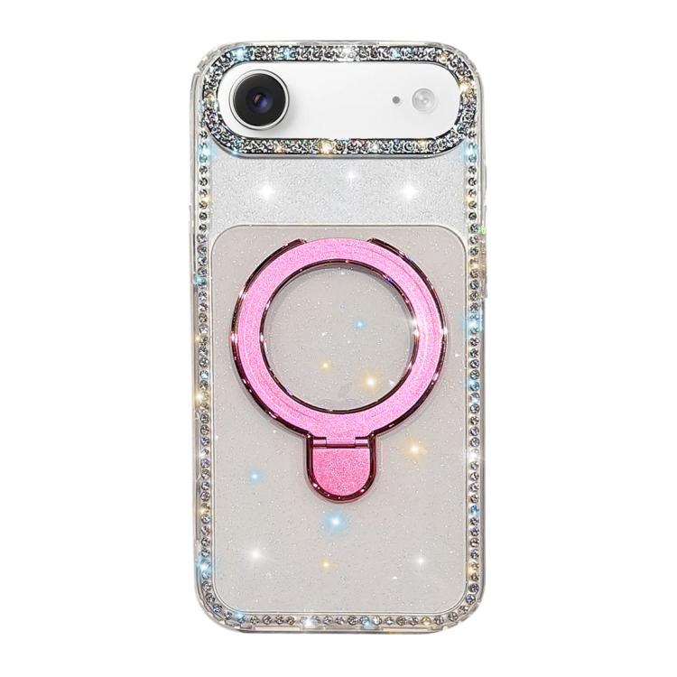 For iPhone Air Double-Sided IMD Rhinestone Magnetic Holder Shockproof Phone Case(Transparent Glitter)